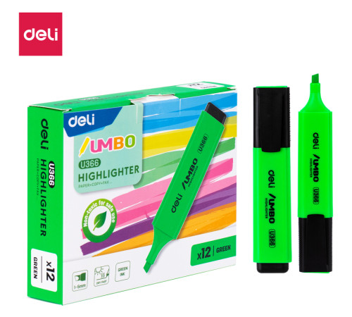 Текстовыделитель DELI "U366" 1-5 мм, зеленый