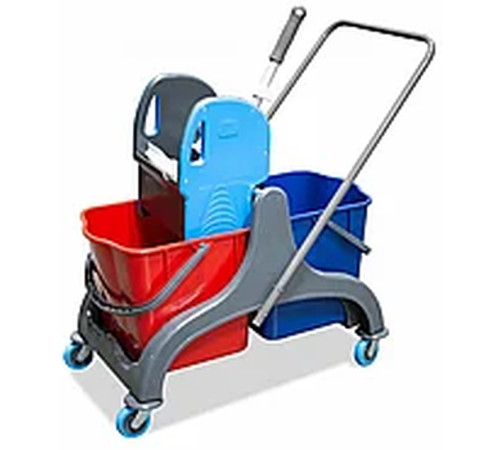 Тележка для уборки "Uctem", двухвёдерная по 18л., с отжимным механизмом 