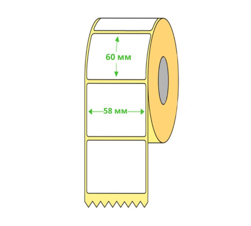 Термоэтикетки 58 х 60 мм (410шт/рул)