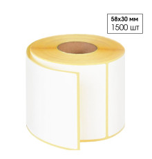Термотрансферные бумажные полуглянцевые этикетки 58х30 мм (1500 шт/рул)