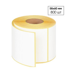 Термотрансферные бумажные полуглянцевые этикетки 58х60 мм (800 шт/рул)