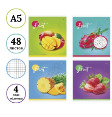 Тетрадь общая ArtSpace "Colorful fruits", А5, 48 листов в клетку, на скрепке