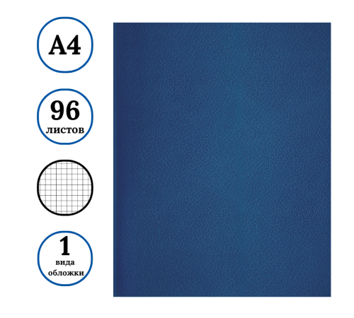 Тетрадь общая BG, А4, 96 листов в клетку, обложка бумвинил, синий, эконом
