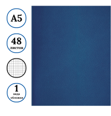 Тетрадь общая BG, А5, 48 листов в клетку, обложка бумвинил, синий, эконом