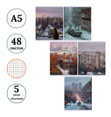 Тетрадь общая BG "Двор", А5, 48 листов в клетку, на скрепке