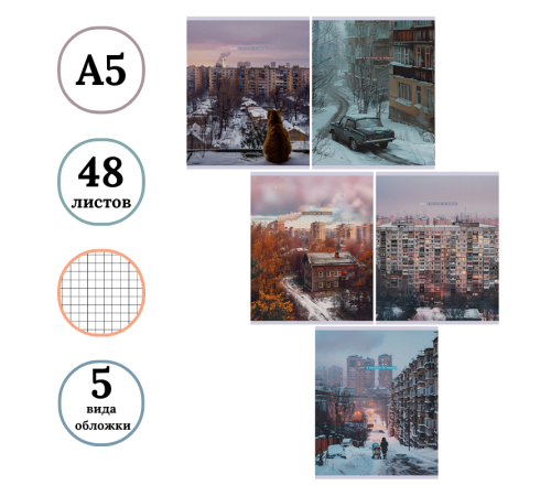 Тетрадь общая BG "Двор", А5, 48 листов в клетку, на скрепке