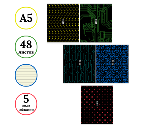Тетрадь общая BG "Фрагменты", А5, 48 листов в линейку, на скрепке