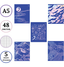 Тетрадь общая BG "Синий цвет", А5, 48 листов в клетку, суперэконом на скрепке