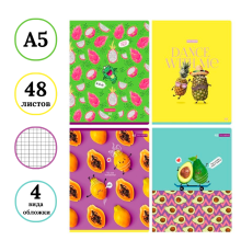 Тетрадь общая BG "Сочная тетрадь", А5, 48 листов в клетку, на скрепке