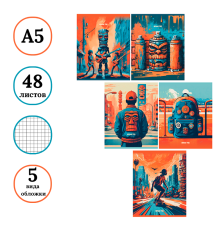 Тетрадь общая BG "Urban", А5, 48 листов в клетку, на скрепке