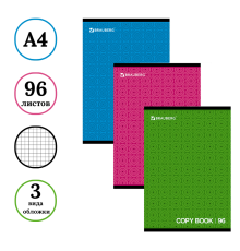 Тетрадь общая BRAUBERG "Монохром 2", А4, 96 листов в клетку, на скрепке