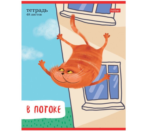 Тетрадь общая Hatber "Кот-обормот", А5, 48 листов в линейку, картон, на скрепке, ассорти