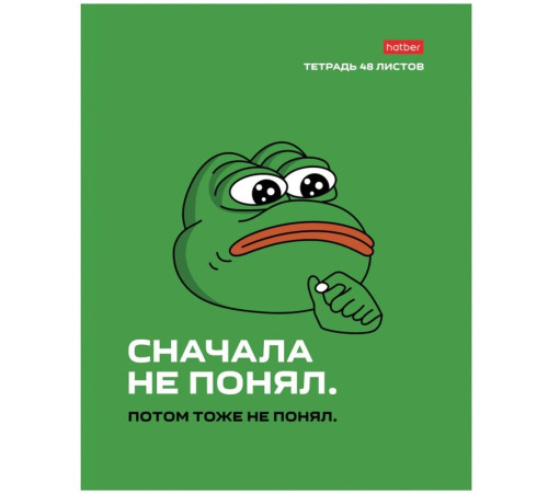 Тетрадь общая Hatber "Лягушонок Пепе", А5, 48 листов в клетку, картон, на скрепке, ассорти