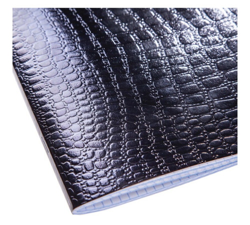 Тетрадь общая Hatber "Metallic Croco", А5, 48 листов в клетку, обложка бумвинил, на скрепке, черный