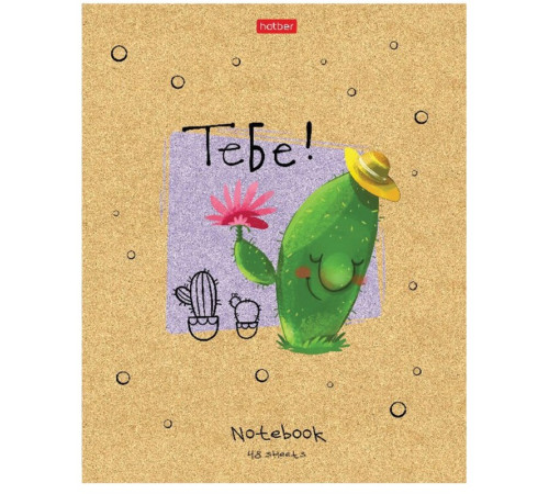 Тетрадь общая Hatber "Мой друг Кактус", А5, 48 листов в клетку, матовая ламинация, на скрепке, ассор