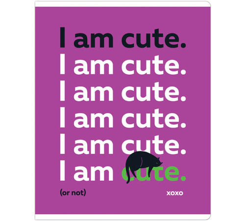 Тетрадь общая MESHU "Сhatty cat", А5, 48 листов в клетку, матовая ламинация, выб. лак, на скрепке