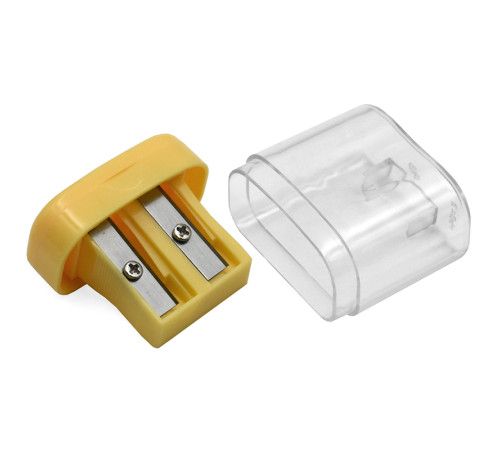 Точилка BASY пластмассовая, 2 отверстия с контейнером, ассорти