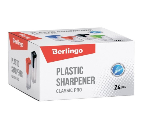 Точилка Berlingo "Classic Pro" пластиковая 1 отверстие, сконтейнером, ассорти
