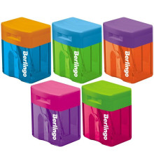 Точилка BERLINGO "Fuze" 1 отверстие с контейнером, ассорти