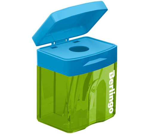 Точилка BERLINGO "Fuze" 1 отверстие с контейнером, ассорти