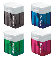 Точилка Berlingo "Perfect", 1 отверстие, с контейнером,  ассорти