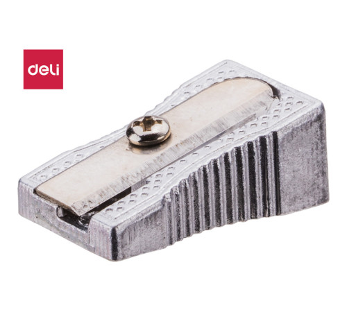 Точилка DELI, 1 лезвие, металлическая, скошенный корпус