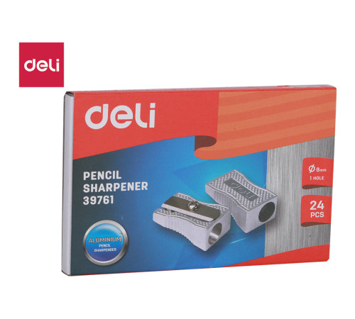 Точилка DELI, 1 лезвие, металлическая, скошенный корпус