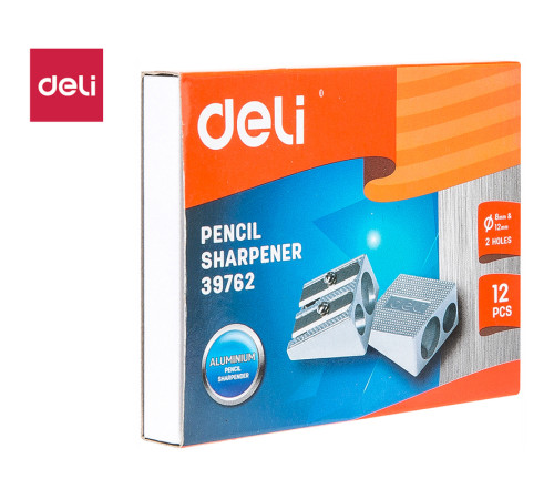 Точилка DELI, 2 лезвия, металлическая
