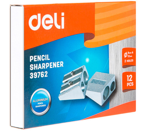 Точилка DELI, 2 лезвия, металлическая