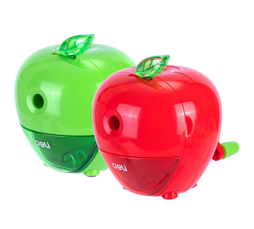 Точилка DELI механическая, с контейнером, яблоко, ассорти 