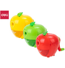 Точилка DELI механическая, с контейнером, яблоко, ассорти 