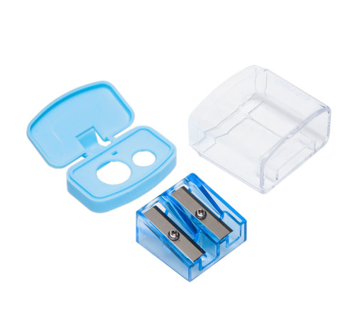 Точилка DELI пластмассовая, 2 отверстия с контейнером