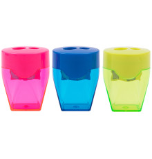 Точилка DELI пластмассовая, 2 отверстия, с контейнером