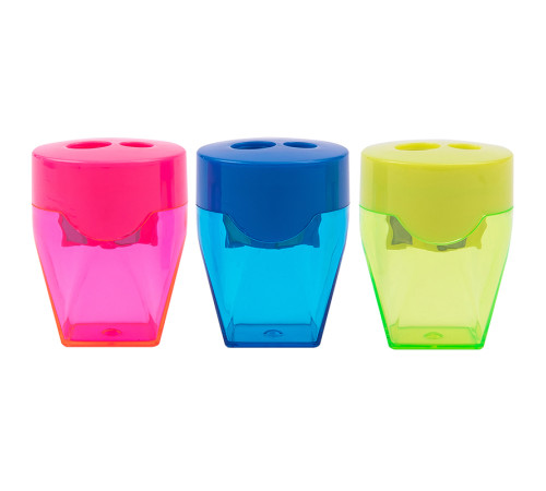 Точилка DELI пластмассовая, 2 отверстия, с контейнером