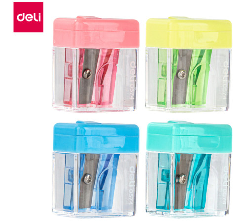 Точилка DELI пластмассовая, с прозрачным контейнером
