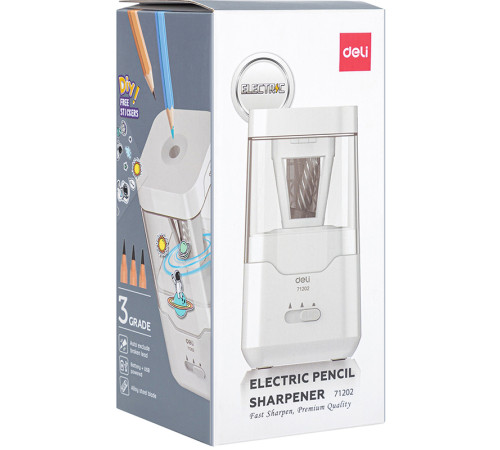 Точилка DELI "71202" электрическая, с контейнером, белая