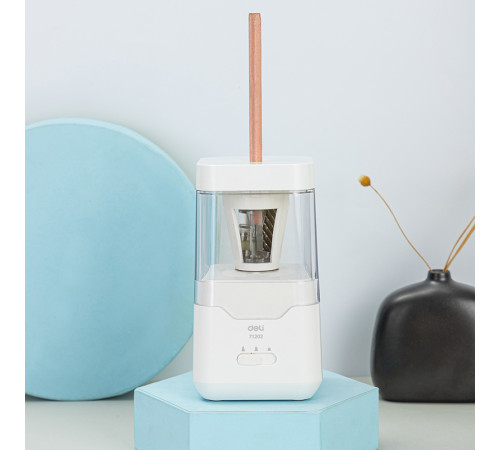 Точилка DELI "71202" электрическая, с контейнером, белая