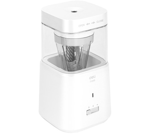 Точилка DELI "71203" электрическая, автоматическая с контейнером, белая