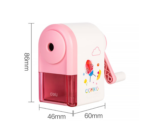 Точилка DELI "Comiko" механическая, с контейнером, ассорти 