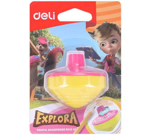 Точилка DELI "Explora" пластиковая, 1 отверстие с контейнером, ассорти