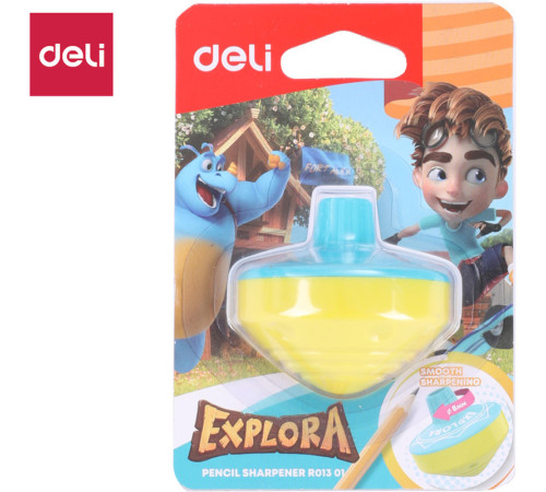 Точилка DELI "Explora" пластиковая, 1 отверстие с контейнером, ассорти