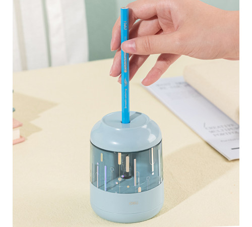 Точилка DELI "H508" электрическая, с контейнером, синяя