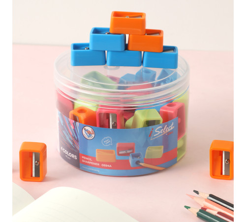 Точилка DELI "i Select" пластмассовая, 1 лезвие, ассорти