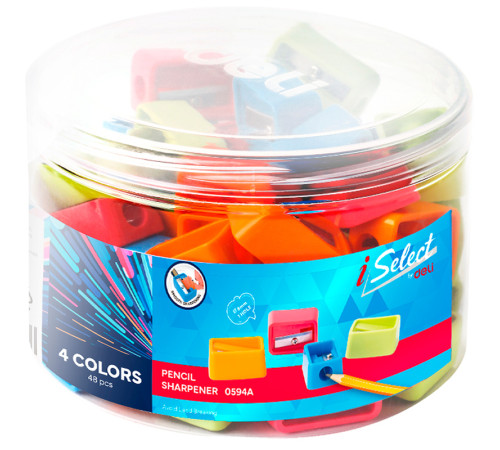 Точилка DELI "i Select" пластмассовая, 1 лезвие, ассорти