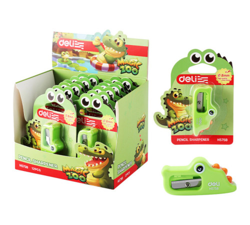 Точилка DELI "Magic Zoo" дракон, пластиковая, 1 отверстие, зеленая