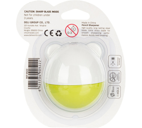 Точилка DELI "Magic Zoo" неваляшка, пластиковая, 1 отверстие, с контейнером, ассорти