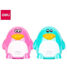 Точилка DELI "Пингвин" 2 отверстия, с контейнером, ассорти