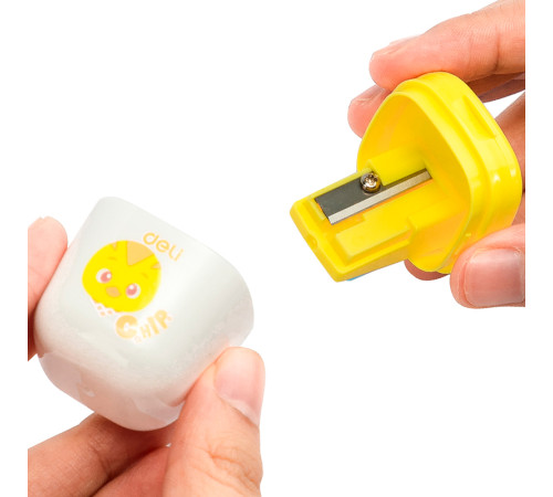 Точилка DELI "R01300" пластиковая, с контейнером, ассорти