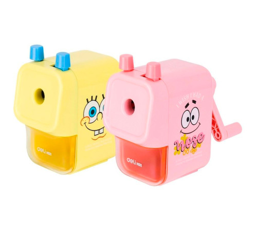 Точилка DELI  "SpongeBob" механическая, с контейнером, ассорти 