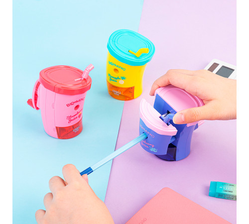 Точилка DELI "Стакан" механическая, с контейнером, ассорти 